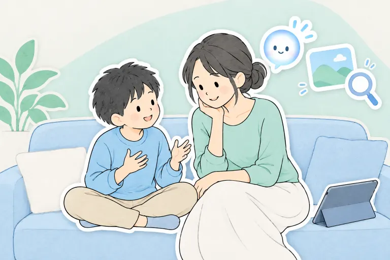 お兄ちゃんとお母さんが、画像の確認結果だけで判断しないことを話している